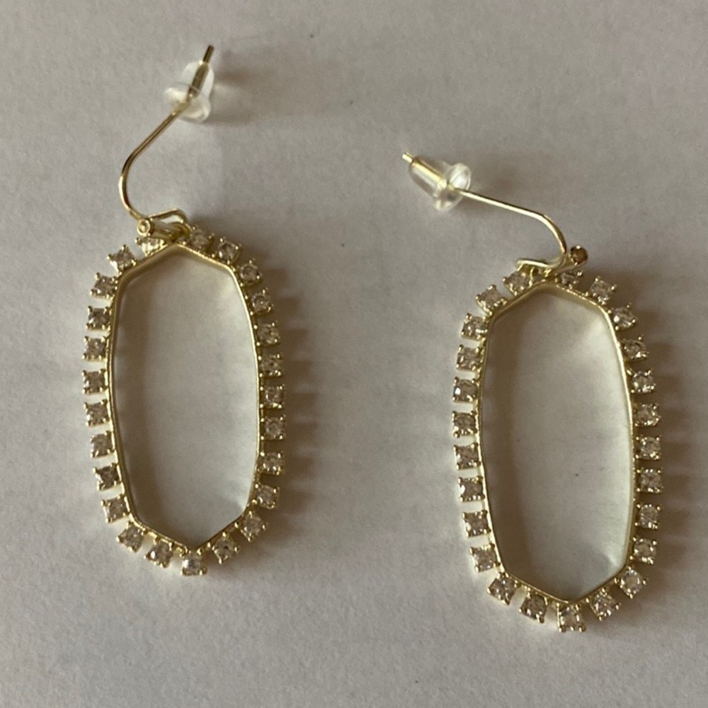 KENDRA Scott‎ Gold amElle Crystal Open Frame Earrings